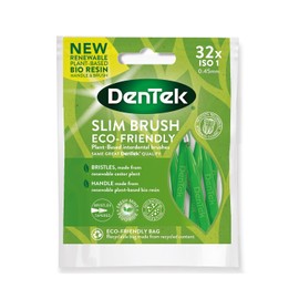 DenTek ECO Slim Brush Mint Flavoured Interdental Brushes (ISO1) for Cleaning Between Tight Teeth, Removing Food and Plaque, 32 Pack
