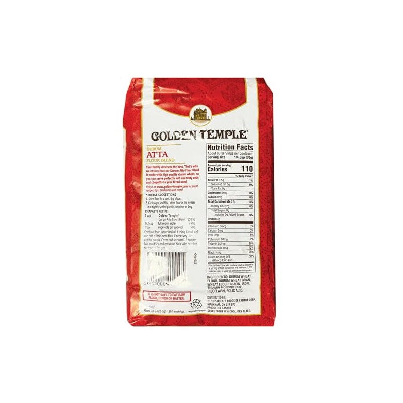 Golden Temple - Durum Atta Flour, 5.5 Pound (2.5 kg)