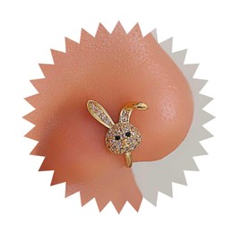 Andelaisi Boho Crystal Rabbit Clip On Nose Ring Vintage Rabbit Fake Nose Ring Gold Bunny Rabbit Faux Clip On Nose Ring Rabbit No Piercing Nose Ring Jewelry for Women