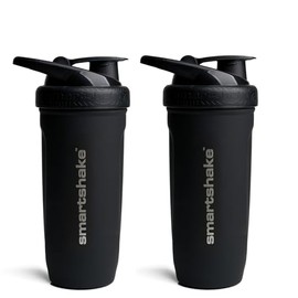 Smartshake 2 Pack Stainless Steel Non-Insulated Protein Shaker Bottle for Protein Mixes, 30 fl oz | Leak Proof Shaker Cups for Protein Shakes | Protei