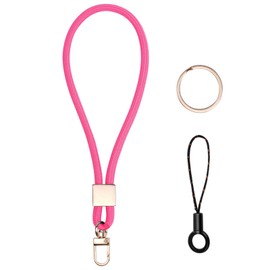 Vicloon Lanyard, nylon lanyards with carabiner, lanyards with rotating metal clip, removable neck lanyard, long wrist paracord key ring, Pink-Short