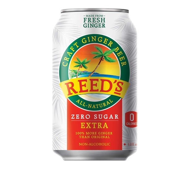Reed's, Zero Sugar Extra Ginger Beer, Great Tasting All Natural Certified Ketogenic Soda Drink (12oz Can, 4 Pack)