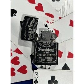 Star TRUMP Old 47 laser engraved lighter BLACK Stainless Steel