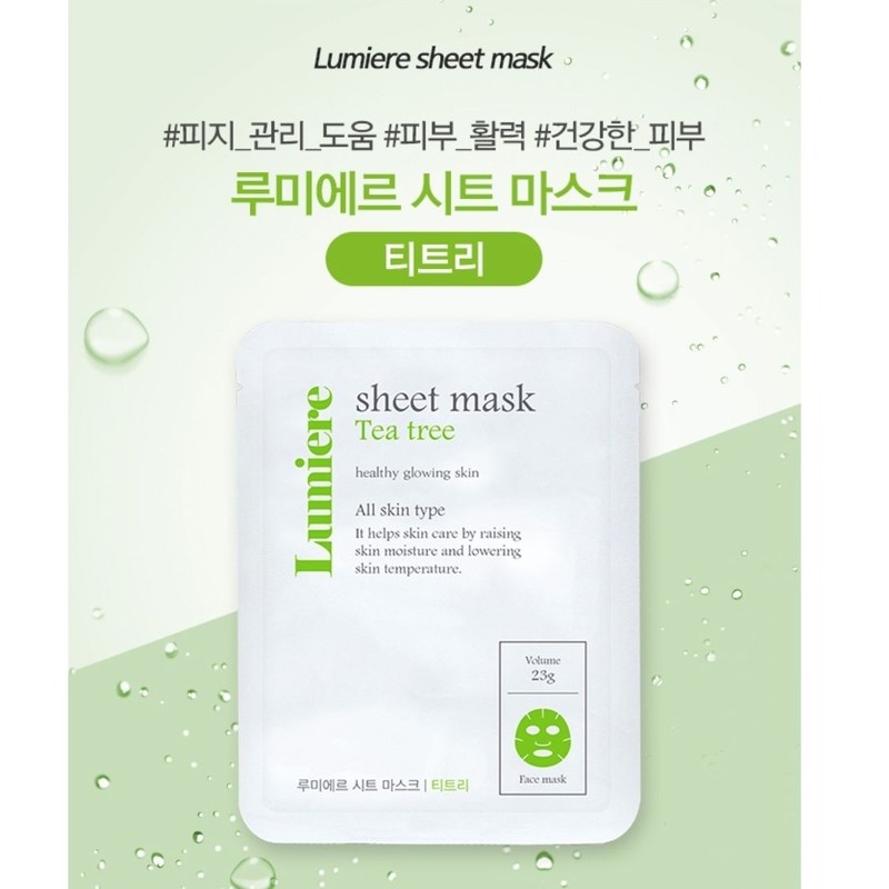 Lumiere Sheet Mask Pack Collagen Hyaluronic Water Balm Tea Tree