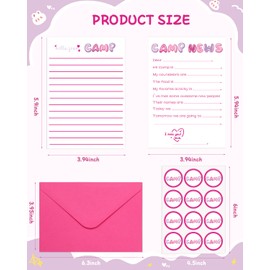 10 Set Camp Stationary, Sleepaway Camp Stuff Stationery Paper and Envelopes, Summer Camp Essentials for Boys and Girls (Pink)