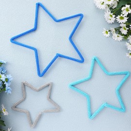 RattanView 3 Pcs Boho Starts Wall Decor Natural Rattan Stars Decorations Nursery Decoration Woven Macrame Pentagram Wall Hanging 3 Size Bule Start Decoration for Nursery Dorm Room
