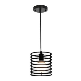 Capaaobc 1 Light Black Hanging Pendant Light Fixtures, Adjustable Black Pendant Lights Kitchen Island, Modern Farmhouse Light Fixtures for Dining Room, Metal Cage Shade
