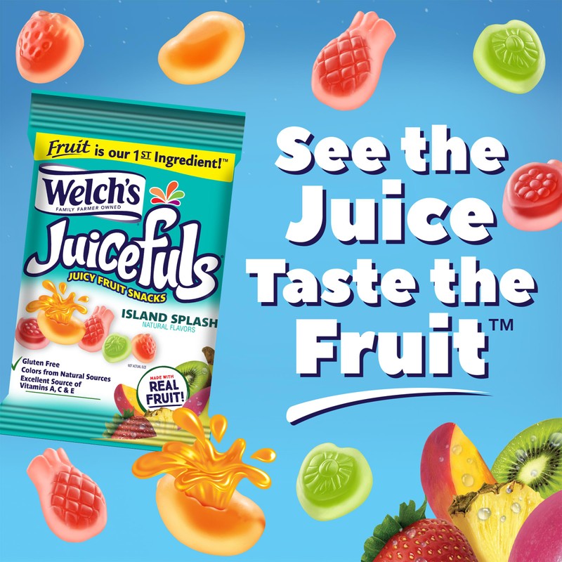Welch's Juicefuls Juicy Fruit Snacks, Island Splash, Fruit Gushers, Gluten