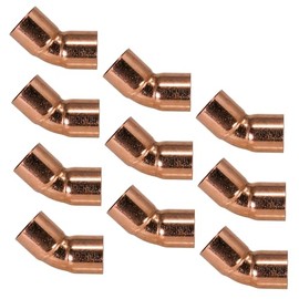 PROCURU 10-Pack 1-1/2" Inch Copper 45 Elbow, CxC Sweat Connection, Certified Safe (CW450150-10P)