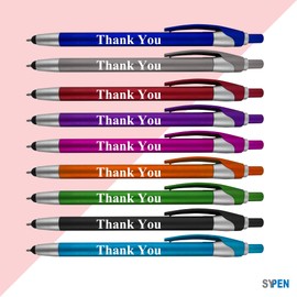 Thank You Greeting Gift Stylus Pens for Touchscreen Devices - 2 in 1 Combo Pen - for Employee Appreciation, Events and Parties, Imprinted"Thank you" on each pen, 100 Pack