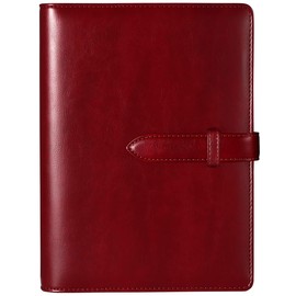 RIHUA A5 Notebook Notebook 6 Hole Ring Notepad with Refill Schedule Book Card Storage Leather A5 System Notebook Cover Business Notebook Office Supplies (Wine)