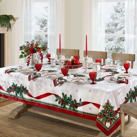 Villeroy & Boch Toy's Delight Christmas Wrinkle Resistant Fabric Tablecloth, Holiday Table Decor, 60"x84" Rectangle, Multi