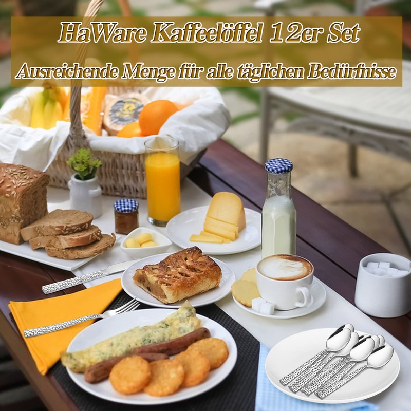 HaWare Coffee Spoon, 12-Piece Stainless Steel Tea Spoon, Dessert Spoon