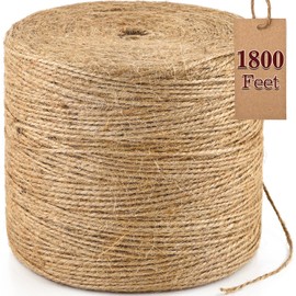 XSEINO 1800 Feet Natural Jute Twine Strong Garden Twine Rope for Arts Crafts Gift Wrapping Gardening Tomato Climbing Plant Tie Floristry Packing Decor