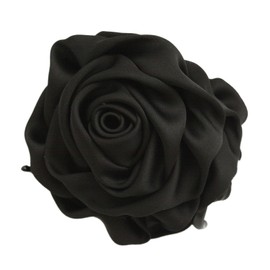 VINGTAINE H-195 Satin Rose Hair Claw Hair Clip, Black