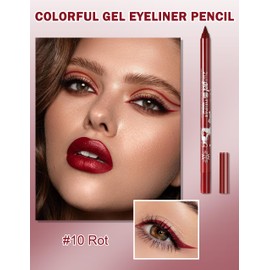 Jutqut Matte Gel Eyeliner, Red Waterproof Eye Pencil, Waterproof Long Lasting Liner Stick, Eyeliner Pen Smudge-proof Tattoo, Cream Smooth Metallic Eyeshadow Pen, Waterproof Eyeliner for Women