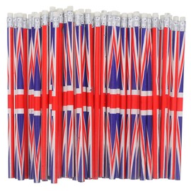 STOBOK Pack of 60 Wooden Pencils with England Flag Pattern, Multi-Purpose Pens for Writing, Sketching and Painting for School, Office and Artists