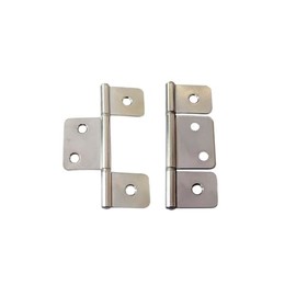 QCAA Flag Three Leaf 3-1/2" Bifold Shutter Hinge for Non-Mortise Cabinet Hardware, Nickel, Made in Taiwan, 2 Pack
