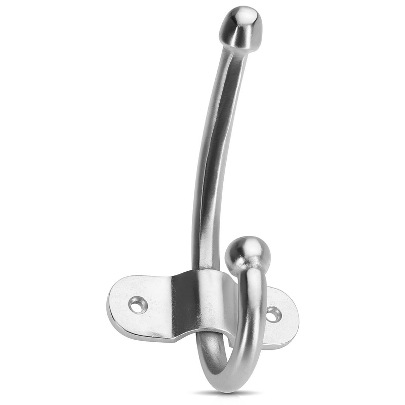 com-four® 2 x Wall Coat Hooks, Double Metal Wall Hooks