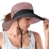 Rosoz Ponytail Sun Bucket Hats for Women UV Protection Foldable