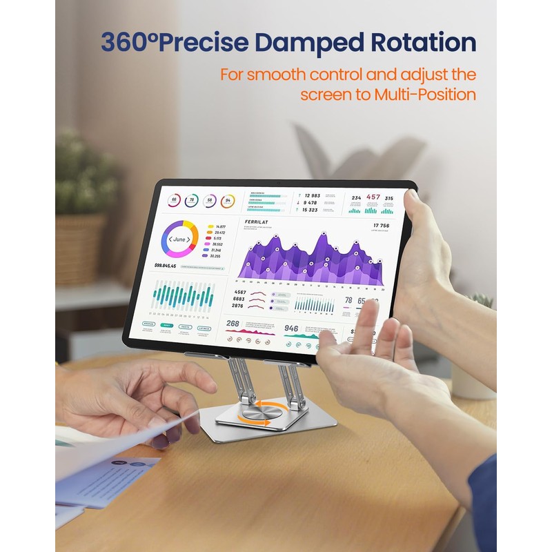 MESWAO Tablet Stand Holder for Desk with 360° Rotating Base,