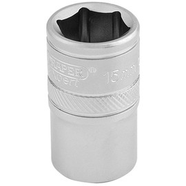 Draper 16605 1/2" Square Drive 6 Point Socket, 15mm Size