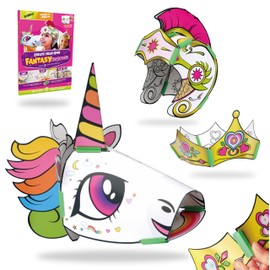 JUNKO Create Your Own Fantasy Headpieces. Make a Unicorn, Princess Crown & Warrior God. Craft Kit & Make-Believe Play Activity Set. Colour in, Paper Craft for Kids. Best Small Gifts for Girls/Boys.