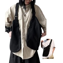 Motayu18 Vest, Wearable Bag, Handbag, Biking, 2-Way Multi-functional Vest, Outdoor, Shoulder Bag, Mountain Climbing, Fishing, Camping, Multi-functional, Casual, Vest Jacket, Black