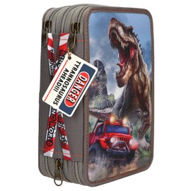 Depesche 13693 Dino World 3 Compartment Pencil Case New World