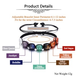 Zysta 7 Chakra Bracelet Real Stones Bracelets Natural Gemstone Yoga Bracelet Healing Reiki Energy Therapy Balance Buddha Bracelet for Men and Women (Style 3)