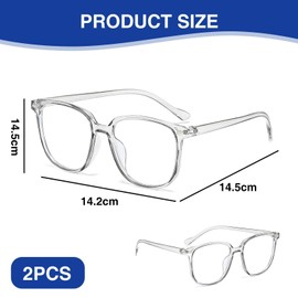 KIRVOS Blue Light Filter Glasses, Computer Safety Glasses for Men and Women, Anti Blue Light Glasses - Transparent, Reduce Eye Fatigue for Men and Women - Pack of 2, multicoloured