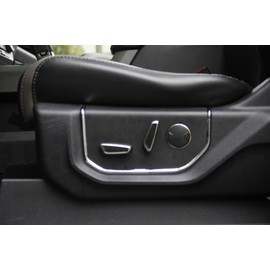 Justautotrim Chrome 2pcs Front Seat adjustment button panel upgrade trims for 2015 2016 2017 2018 Ford F150 & 2017 2018 f250 F350