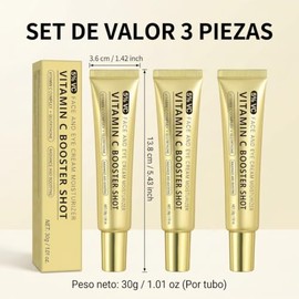 3 Pzs Vitamina C Booster Shot Serum, Vitamin C Suero Facial con Niacinamida Ilumina y Unifica el Tono, Reduce Manchas y Arrugas, Improves Skin Tone & 