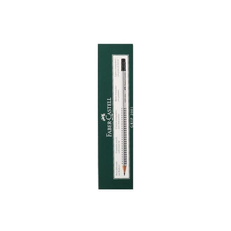 Faber-Castell 2001 Graphite Pencil Grip with Eraser in Box 12-Pieces,