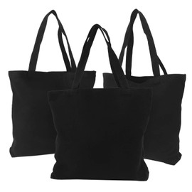 3 Pack Canvas Tote Bag, Segarty 16.5x13.4 inch Cotton Black Canvas Tote Bags Bulk with 3.9inch Bottom Gusset, Plain Bag for Crafts DIY Vinyl Decorate Shopping Groceries Teacher Books Gifts Welcome Bag