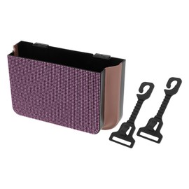 TUCKBOLD Car Trash Can Portable Front Seats Trash Bin Pink 1 Pc 9.8" Length 3.2" Width 6.3" Height Faux Leather