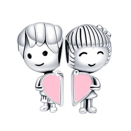 MICOO 925 Sterling Silver Clip Cubic Zirconias Beads Charms for Bracelets and Necklace,2pc Double Gifts for Mums, Couples and Sisters