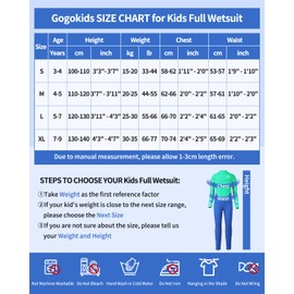 Gogokids Children's Wetsuit - 2.5 mm Neoprene Diving Suit, UV 50+ Sun Protection, Ultrastretch, Back Zip - Ideal for Swimming, Surfing, Water Sports