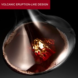 Wine Decanter,Red Wine Carafe,Decanter with Built-in Aerator Pourer, 100% Hand Blown Lead-free Crystal Glass with Stainless Steel Pourer Lid, Filter, Wine Gifts Wrapped, Unquie Design