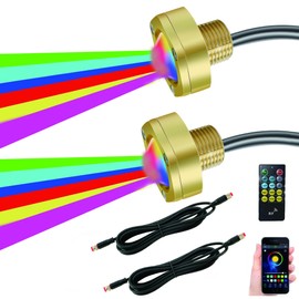 JXOFROAD RGBW IP68 Standard 1/2" NPT Boat Drain Plug Lights with a 1.5m Extension Cord, LED Trailer Lights with APP& RF Control for Boat Pool Yacht Fishing, with The Smart Cooling Systen (2)