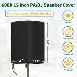 Speaker Cover, Heavy Duty Outdoor Speaker Covers Waterproof 12 Inch PA/DJ Powered Speaker Mounted on Stand Dust Cover (19"L x 20"W x 30"H)