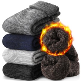 EBMORE Women Wool Socks Winter Warm Hiking Thick Thermal Cozy Boot Crew Comfy Socks 5 Pairs for Ladies (Dark Series)