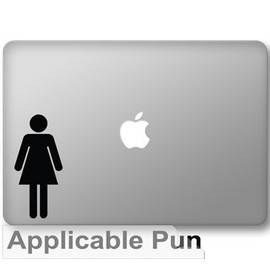 Womens Restroom Logo - Ladies Room Symbol - Black Vinyl Decorative Decal Sticker - Sized for 13 inch Laptops or Car