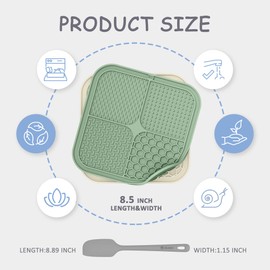 ChefAide 2 Pack Lick Mat for Dogs,Upgraded 8.5×8.5 inches Licking Mats with Suction Cups,Slow Feeder Licking Pad for Anxiety Relief and Boredom Reducer,Suitable for Dog Training Set 6