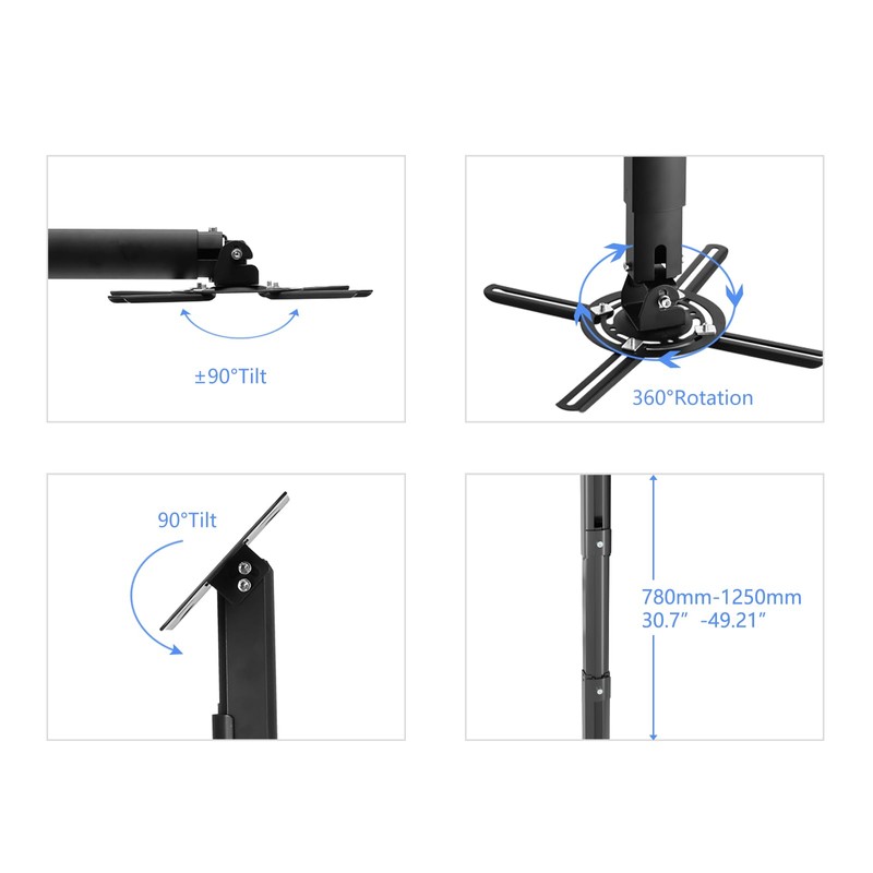 suptek Projector Ceiling Mount Bracket Fits Flat or Sloped Ceiling
