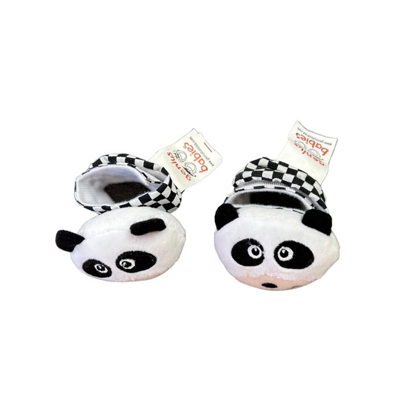 Genius Baby Toys | Set of 2 Panda Wrist Rattles for Baby in Black and White