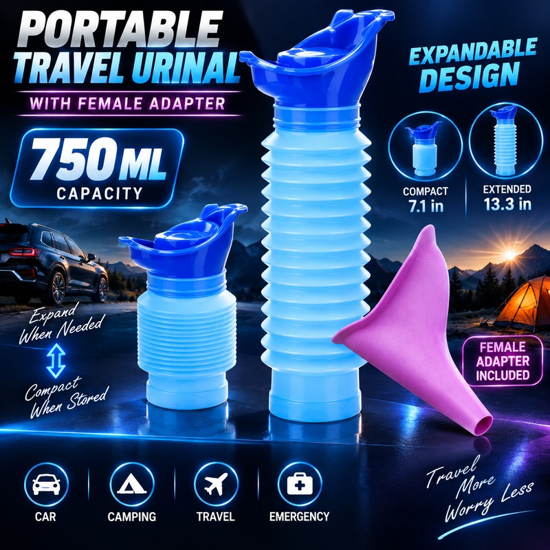 Portable Travel Urinal for Emergency Use – Shrinkable Reusable Urine