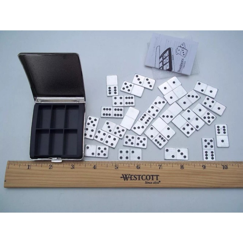 Generic 28 Piece Metal Double-6's Dominoes Set ~ Pocket ~
