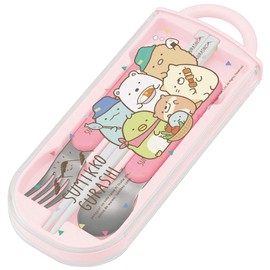 Skater TACC2AG-A Children's Ag+ Antibacterial Trio Set, Chopsticks, Spoon, Fork, Camping, Made in Japan