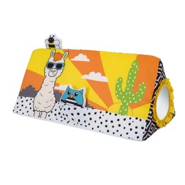 Sassy Baby Larry Llama and Cactus Multi-Colored Tummy Time Developmental Plush Wedge Baby Toy with Squeaker, Chime, Crinkle and Mirror